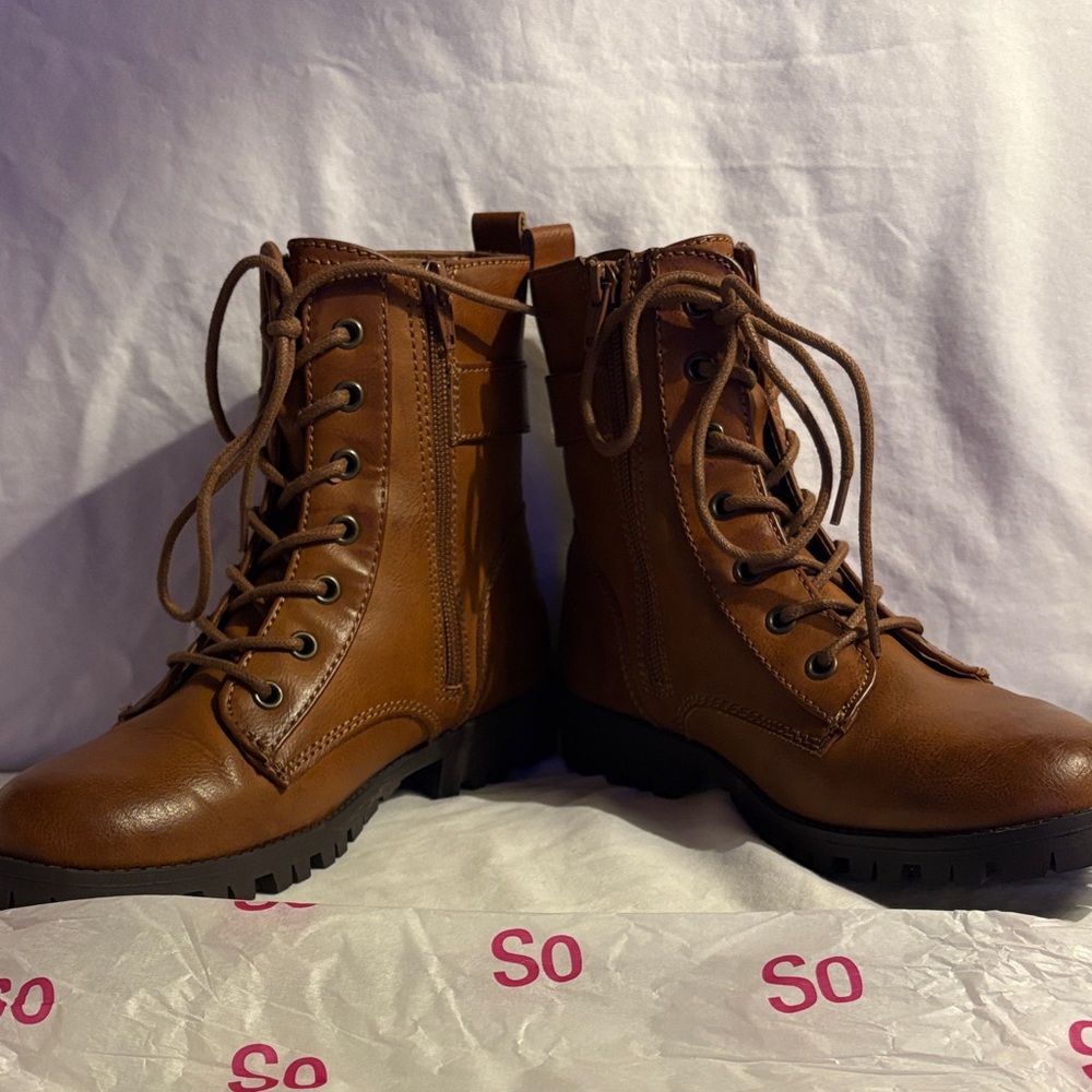 Brown Lace-Up Ankle Boots